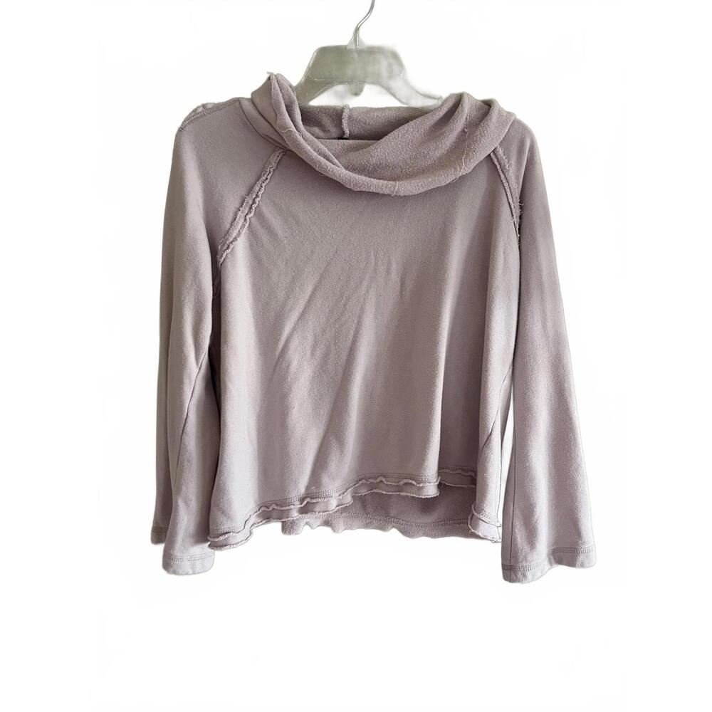 Catherine Malandrino Lavender Terry Cloth Raw Hem Cropped‎ Cowl Neck Hoodie S